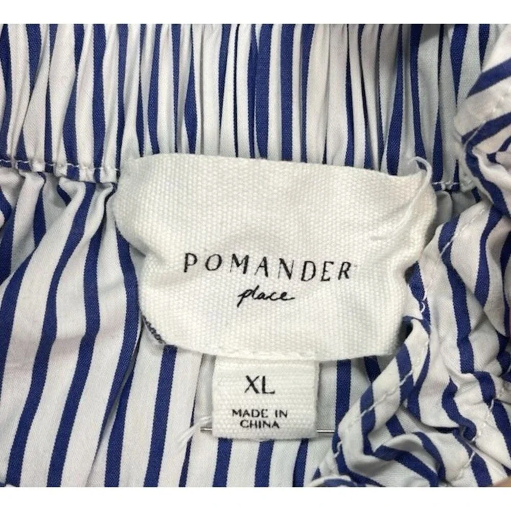 Pomander Place NWOT blue striped womens short sleeve blouse sz XL quiet luxury - Picture 3 of 8